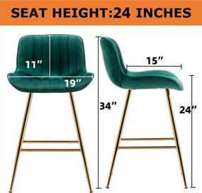 img 3 attached to 24-дюймовый зеленый бархатный барный стул, набор из 2 посадочных мест для кухонного счетчика