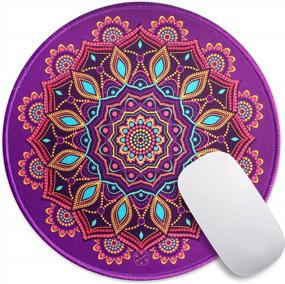 img 4 attached to Индивидуальный круглый коврик для игровой мыши - Oriday Calming Mandala Design, 8,7 "X 8,7", толщина 3 мм со сшитым краем для декора стола.