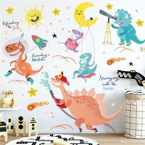 img 2 attached to Cute Dinosaur Wall Decals - BuerHomie Adorable Animals Stickers for Boys Room, Cartoon Mountains Decor for Kids Bedroom, Nursery and Classroom - DIY Living Room Wall Art Decoration