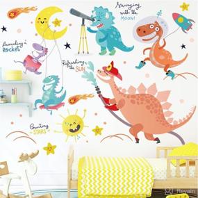 img 3 attached to Cute Dinosaur Wall Decals - BuerHomie Adorable Animals Stickers for Boys Room, Cartoon Mountains Decor for Kids Bedroom, Nursery and Classroom - DIY Living Room Wall Art Decoration