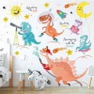 cute dinosaur wall decals - buerhomie adorable animals stickers for boys room, cartoon mountains decor for kids bedroom, nursery and classroom - diy living room wall art decoration логотип