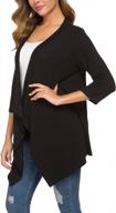 stylish striped coverup: women's 3/4 sleeve open front cardigan by olrain logo