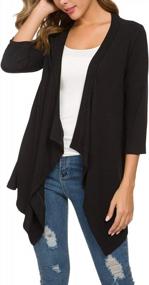 img 2 attached to Stylish Striped Coverup: Women'S 3/4 Sleeve Open Front Cardigan By Olrain
