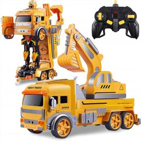img 4 attached to Transforming Robot RC Car And Excavator Toy With Sound & Lights – Ideal Gift For Kids Aged 6-12!