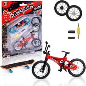 img 4 attached to 2-Pack Finger Skateboards And Bikes Set For Kids - Mini Fingertip Movement Training Props Creative Game Party Favors Gifts For Children, Teens & Adults