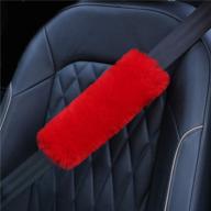 🐑 red fuzzy seat belt pads for shoulder, soft and comfy sheepskin strap covers for car, truck, backpack - 2pack genuine логотип