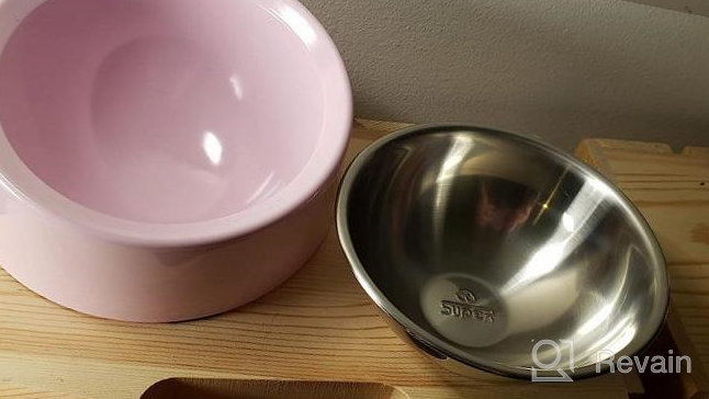 img 1 attached to Non-Spill 15° Slanted Pet Bowl For Dogs And Cats - Tilted Angle Bulldog Bowl Feeder With Non-Skid Base, Mess-Free And Easier To Reach Food, M Size (1.5 Cup), Light Pink Color review by Diane Diaz
