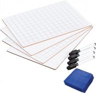 a4 dry wipe white board set with 4 pens - plain & grid design - makello small class size logo