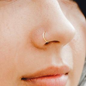 img 3 attached to Non-Pierced Septum Nose Rings Clip On Faux Piercing Jewelry For Women & Men - QWALIT Fake Nose Rings Hoop Fake Septum Jewelry