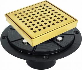 img 4 attached to Square Shower Drain With Removable Quadrato Pattern Grate In Brushed Brass Finish, 4-Inch Drain Size With PVC Base And Rubber Gasket, Watermark&CUPC Certified With Hair Strainer Included -Neodrain