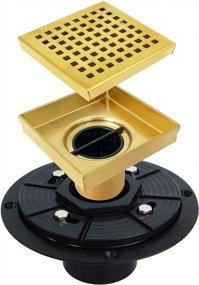 img 3 attached to Square Shower Drain With Removable Quadrato Pattern Grate In Brushed Brass Finish, 4-Inch Drain Size With PVC Base And Rubber Gasket, Watermark&CUPC Certified With Hair Strainer Included -Neodrain