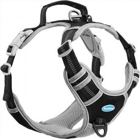 img 4 attached to ThinkPet No Pull Harness Breathable Sport Harness With Handle-Dog Harnesses Reflective Adjustable For Medium Large Dogs,Back/Front Clip For Easy Control L Black