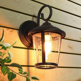 img 4 attached to Stylish LALUZ Outdoor Wall Light With Seeded Glass For Charming Farmhouse Aesthetics