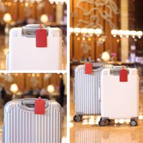 img 3 attached to Набор из 4 кожаных багажных бирок для сумок и чемоданов — прочные этикетки для беспроблемных путешествий
