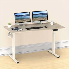 img 3 attached to SHW 55-Inch Large Electric Height Adjustable Standing Desk, 55 X 28 Inches, Maple