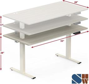 img 2 attached to SHW 55-дюймовый большой электрический стол с регулируемой высотой, 55 X 28 дюймов, клен