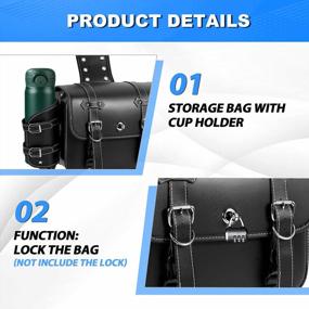 img 1 attached to Universal Motorcycle Saddlebags With Cup Holder - 2-In-1 Quick Access Waterproof Throw Over Panniers Side Bags - 20L Anti-Theft Leather Bags Compatible With Harley Suzuki Honda Yamaha Sportster
