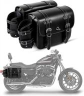 universal motorcycle saddlebags with cup holder - 2-in-1 quick access waterproof throw over panniers side bags - 20l anti-theft leather bags compatible with harley suzuki honda yamaha sportster logo