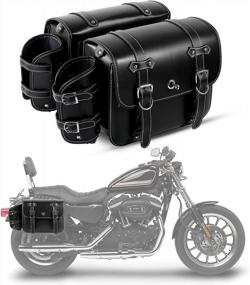 img 4 attached to Universal Motorcycle Saddlebags With Cup Holder - 2-In-1 Quick Access Waterproof Throw Over Panniers Side Bags - 20L Anti-Theft Leather Bags Compatible With Harley Suzuki Honda Yamaha Sportster