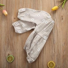 img 2 attached to Милый комбинезон для младенцев девочек с цветочным принтом, оборками и длинными рукавами
