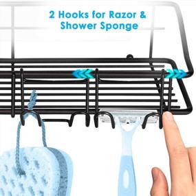 img 3 attached to 2 Tier Stainless Steel Rustproof Wall Mounted Bathroom Shelf Shower Caddy With Hooks And No Drilling Needed!