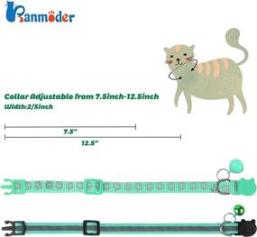 img 2 attached to 🐈 BANMODER 2-Pack Reflective Cat Collar Breakaway: Personalized Kitten Collars for Male Cats and Girls & Boys - Adjustable Safety Buckle, Dark Green with Bell