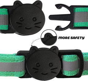 img 3 attached to 🐈 BANMODER 2-Pack Reflective Cat Collar Breakaway: Personalized Kitten Collars for Male Cats and Girls & Boys - Adjustable Safety Buckle, Dark Green with Bell