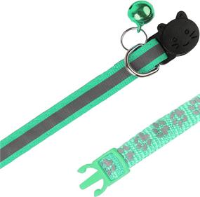 img 1 attached to 🐈 BANMODER 2-Pack Reflective Cat Collar Breakaway: Personalized Kitten Collars for Male Cats and Girls & Boys - Adjustable Safety Buckle, Dark Green with Bell