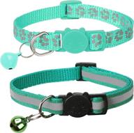 🐈 banmoder 2-pack reflective cat collar breakaway: personalized kitten collars for male cats and girls & boys - adjustable safety buckle, dark green with bell логотип