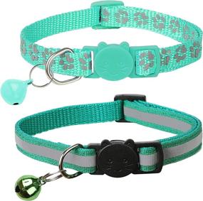 img 4 attached to 🐈 BANMODER 2-Pack Reflective Cat Collar Breakaway: Personalized Kitten Collars for Male Cats and Girls & Boys - Adjustable Safety Buckle, Dark Green with Bell