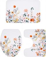 complete your bathroom look with our 3-piece flower bath mat set - soft, absorbent, and non-slip logo