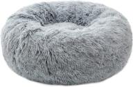 tormays round calming donut dog bed, plush cuddler bed for dogs 🐶 & cats, anti-anxiety marshmallow fluffy faux fur, self-warming cozy pet bed (20-inch, grey) logo