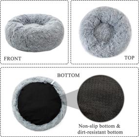 img 2 attached to TORMAYS Round Calming Donut Dog Bed, Plush Cuddler Bed for Dogs 🐶 & Cats, Anti-Anxiety Marshmallow Fluffy Faux Fur, Self-Warming Cozy Pet Bed (20-inch, Grey)