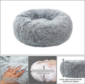 img 3 attached to TORMAYS Round Calming Donut Dog Bed, Plush Cuddler Bed for Dogs 🐶 & Cats, Anti-Anxiety Marshmallow Fluffy Faux Fur, Self-Warming Cozy Pet Bed (20-inch, Grey)