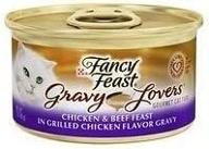 🐱 fancy feast gravy lovers chicken & beef feast cat food, 3 oz, 12 cans with grilled chicken flavor gravy логотип