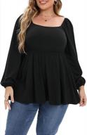 flowy square neck ruffle tunic blouse for plus size women - long sleeve dressy top by uoohal logo