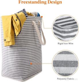 img 3 attached to 🧺 Lifewit 72L Freestanding Laundry Hamper | Collapsible Large Clothes Basket with Easy Carry Extended Handles | Grey | Perfect for Clothes & Toys