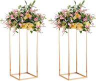 2 pcs 23⅝ inch tall gold metal geometric rectangular vase column stand wedding centerpiece display rack for party decoration logo