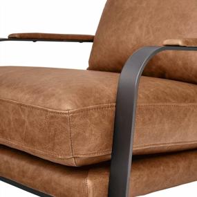 img 2 attached to Mid-Century Modern Leather Accent Chair With Steel Arms And Cognac Brown Finish By Rivet Summit - 27"W, From Amazon Brand