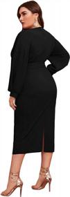 img 3 attached to Verdusa Women'S Plus Size V Neck Lantern Sleeve Midi Belted Bodycon Dress