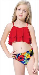 img 2 attached to Girls Floral Ruffle Flounce Two Piece Swimsuits By SHEKINI