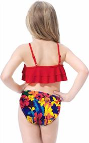 img 1 attached to Girls Floral Ruffle Flounce Two Piece Swimsuits By SHEKINI
