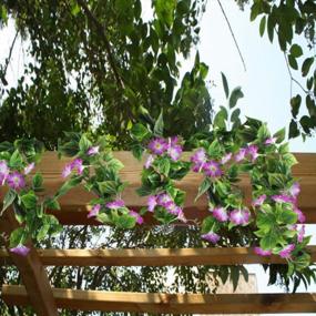 img 2 attached to 2Pcs 15Ft Morning Glory Artificial Vines - Perfect For Outdoor Wedding Hanging Baskets Decor!