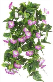 img 4 attached to 2Pcs 15Ft Morning Glory Artificial Vines - Perfect For Outdoor Wedding Hanging Baskets Decor!