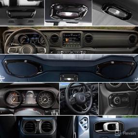 img 3 attached to 🚙 Enhance Your Jeep Wrangler JL JLU & Gladiator JT with 21PCS Car Interior Accessories: Air Conditioning Vent, Steering Wheel, Reading Light, Roof Speaker, and More (Black) - Fits 2018-2021