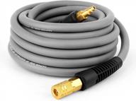3/8" x 25ft gray hybrid air hose for compressor with 1/4" industrial quick connector and plug - gasher. logo