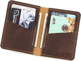 img 4 attached to Организуйте cтильно: Ручная работа, минималистичный двухскладочный кошелек из натуральной кожи для кредитных карт