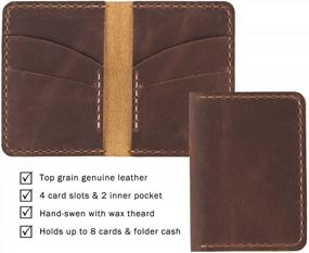 img 1 attached to Организуйте cтильно: Ручная работа, минималистичный двухскладочный кошелек из натуральной кожи для кредитных карт