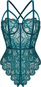 img 4 attached to Floral Lace One-Piece Teddy Bodysuit For Women - Klier Lingerie'S Babydoll Chemise Sleepwear