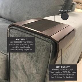img 1 attached to 🏮 Meistar Global Sofa Couch Arm Tray Table with EVA Base - Weighted Sides - Ideal for Square Chair Arms - Dark Brown